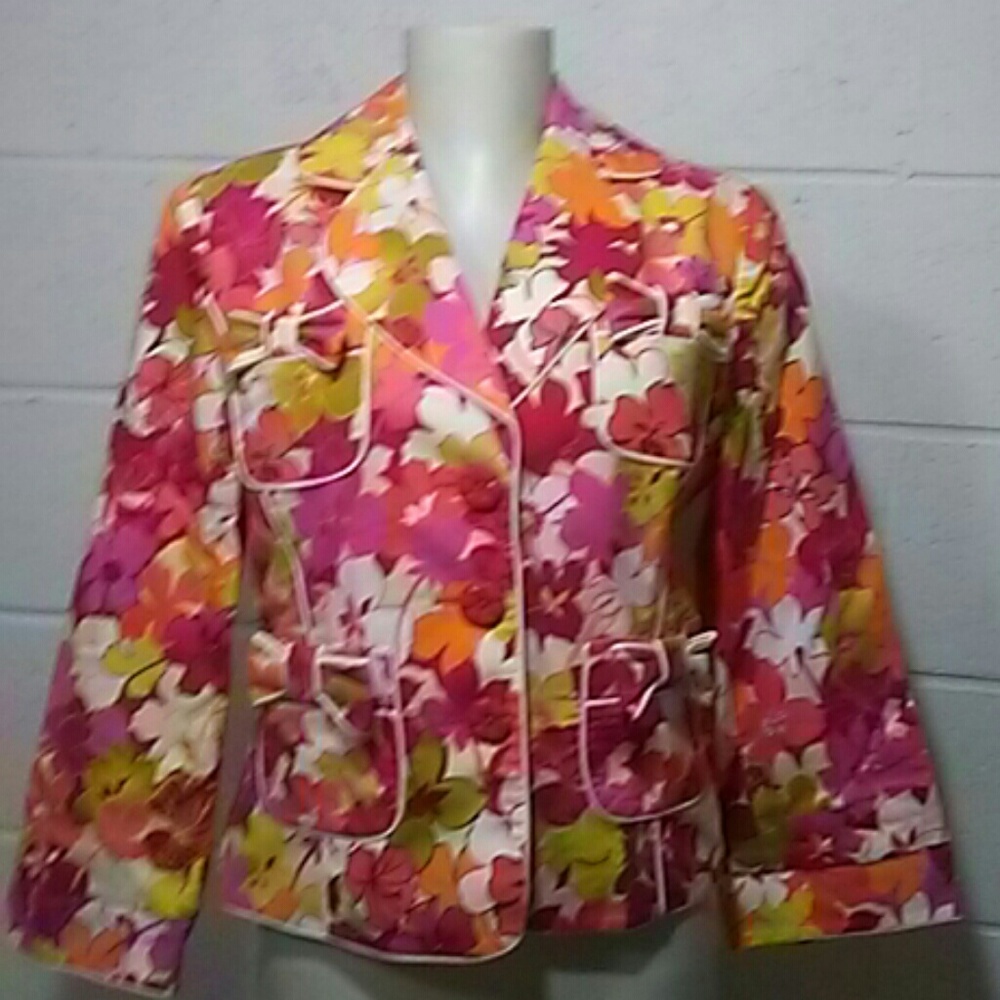 Cynthia Steffe Bow Floral Blazer Sz 10